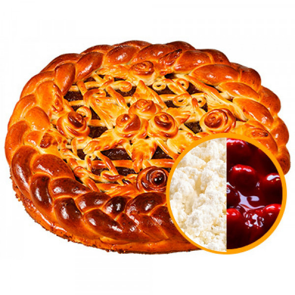 Пирог с творогом и вишней